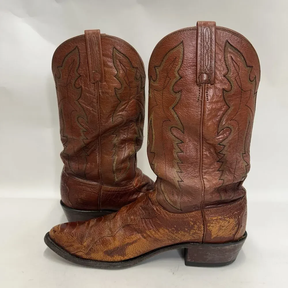 Vintage Lucchese 1883 Ostrich Leg Cowboy Boots “Brown”
